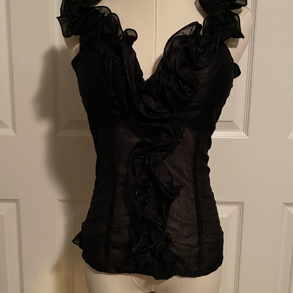 “Guilty” brand Chic Black Ruffled Women's Top